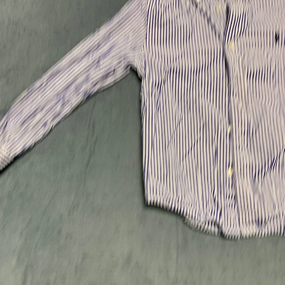 Ralph Lauren Shirt Boys 6 Blue White Striped Long Sleeve Classic Button Down